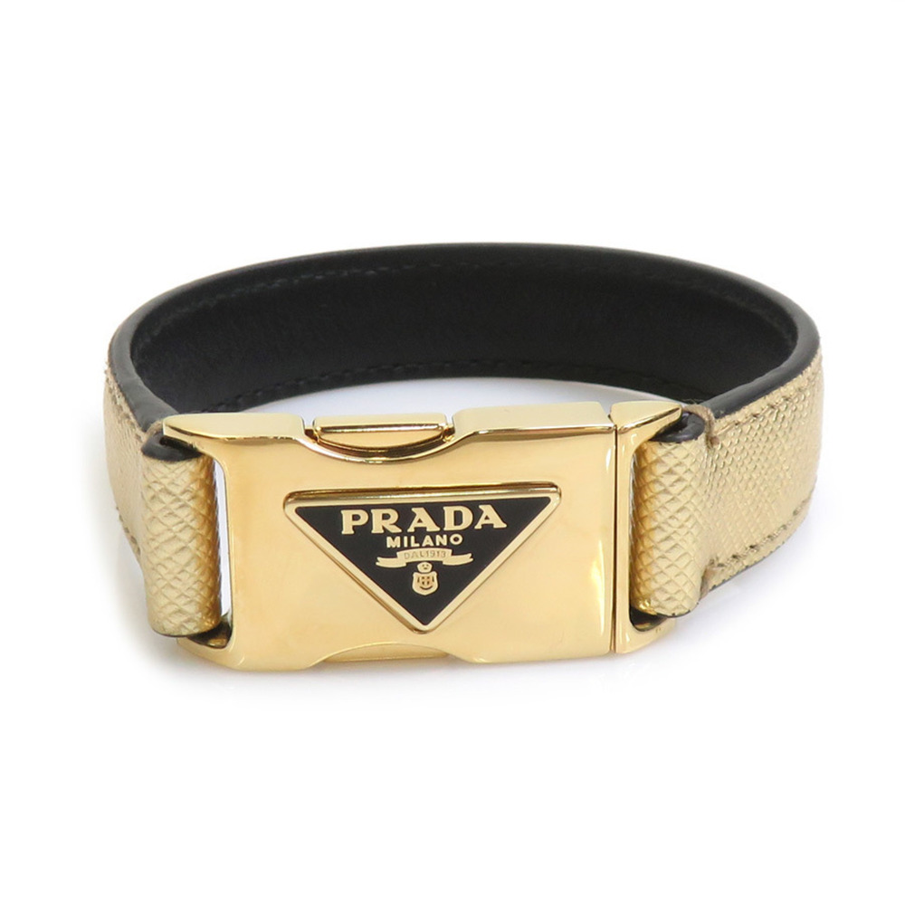PRADA Gold Leather Charm Bracelet